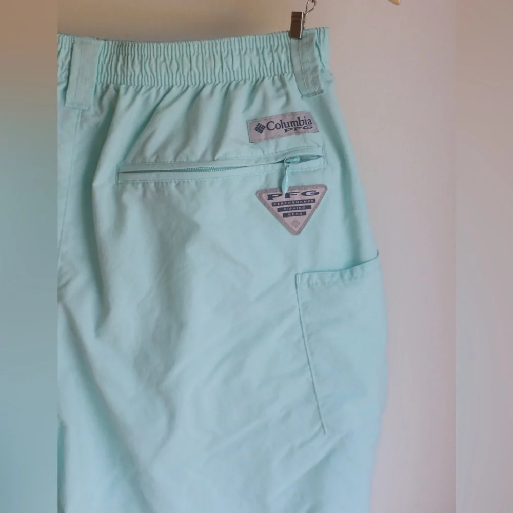 Men’s Columbia PFG Omni-Shade Fishing Shorts Seafoam Green Size S